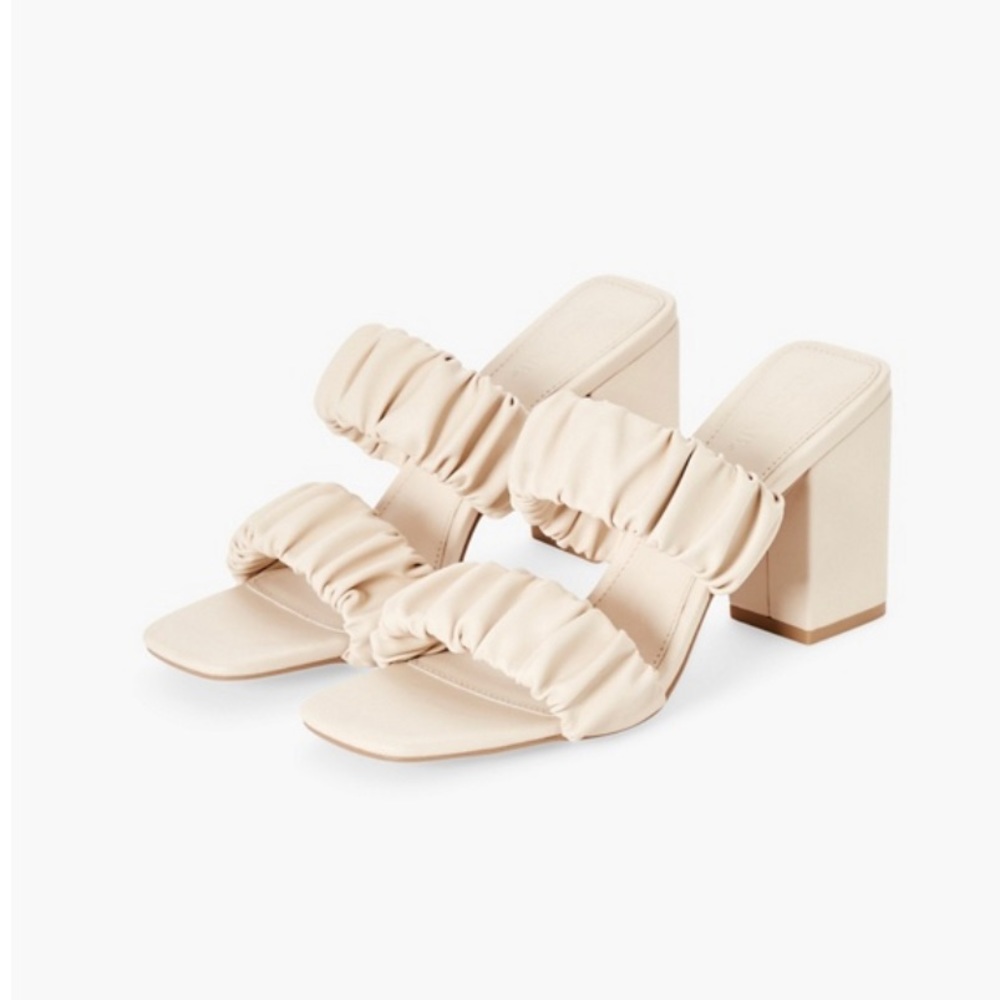 JustFab Gretchen Slip-On Heeled Bone Sandals 9.5